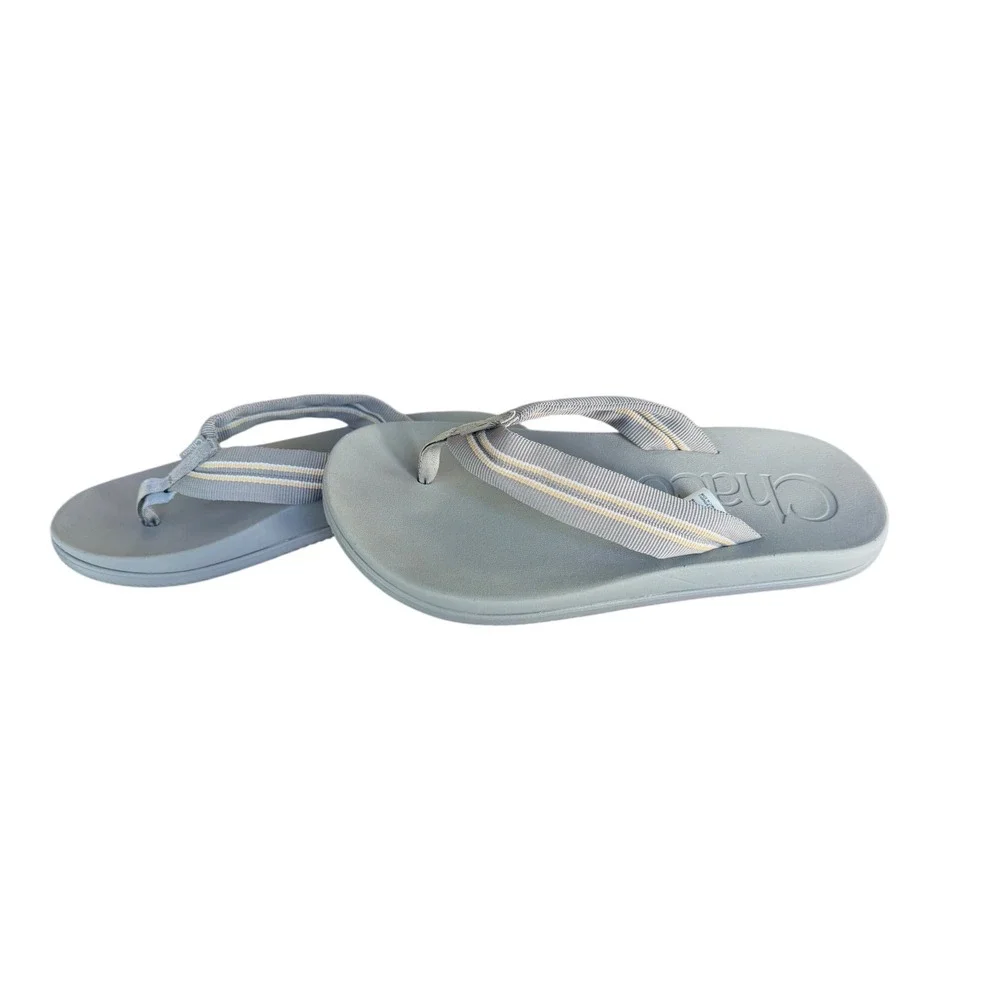 Chaco Chillos Flip Mens Grey Striped LUVSEAT Arch Support Sandals Size 8